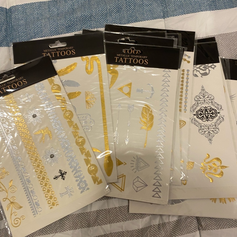 14 pack metallic temporary tattoos